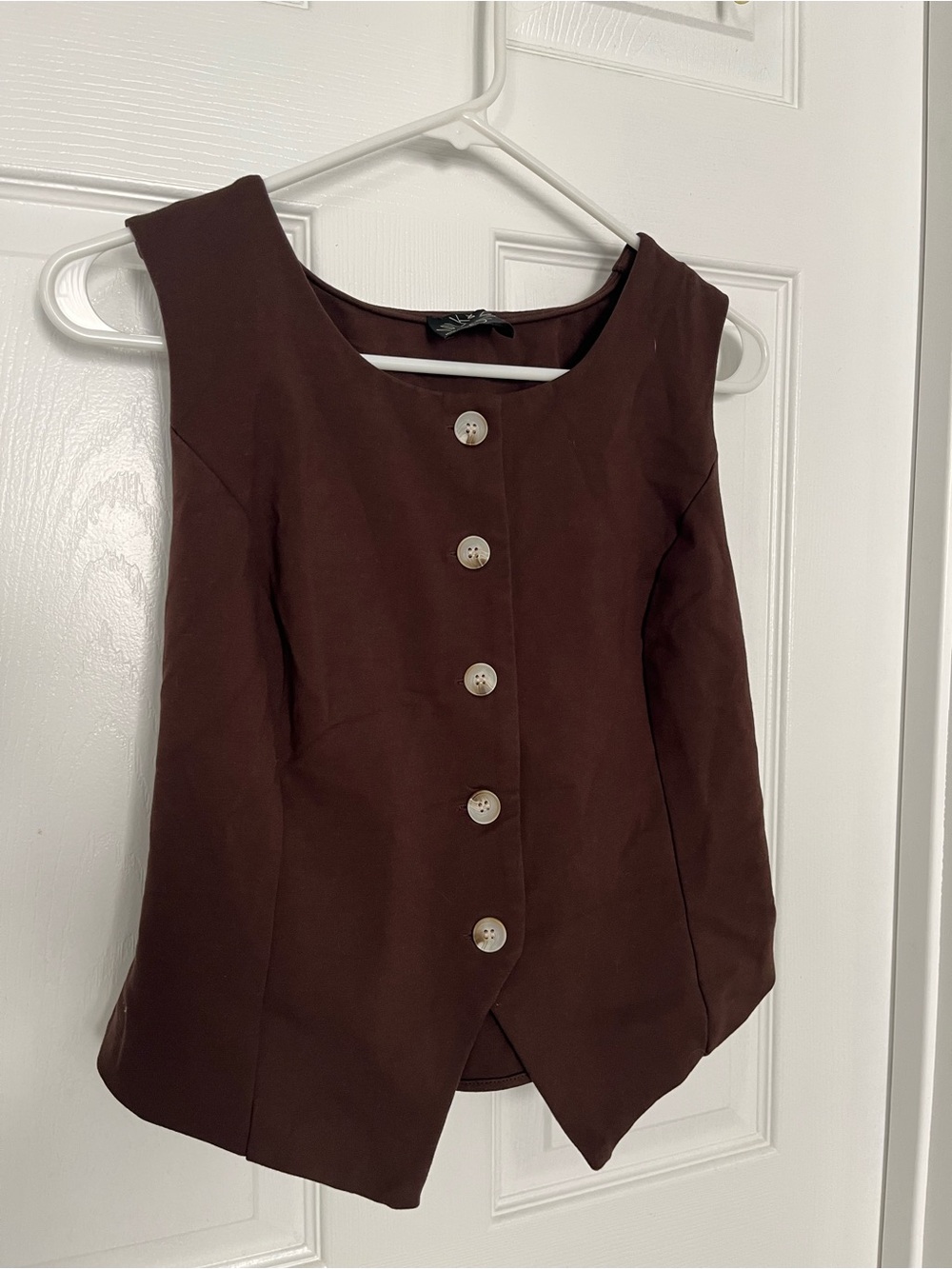 Casual Button-Front Brown Women’s Top - Picture 2 of 4